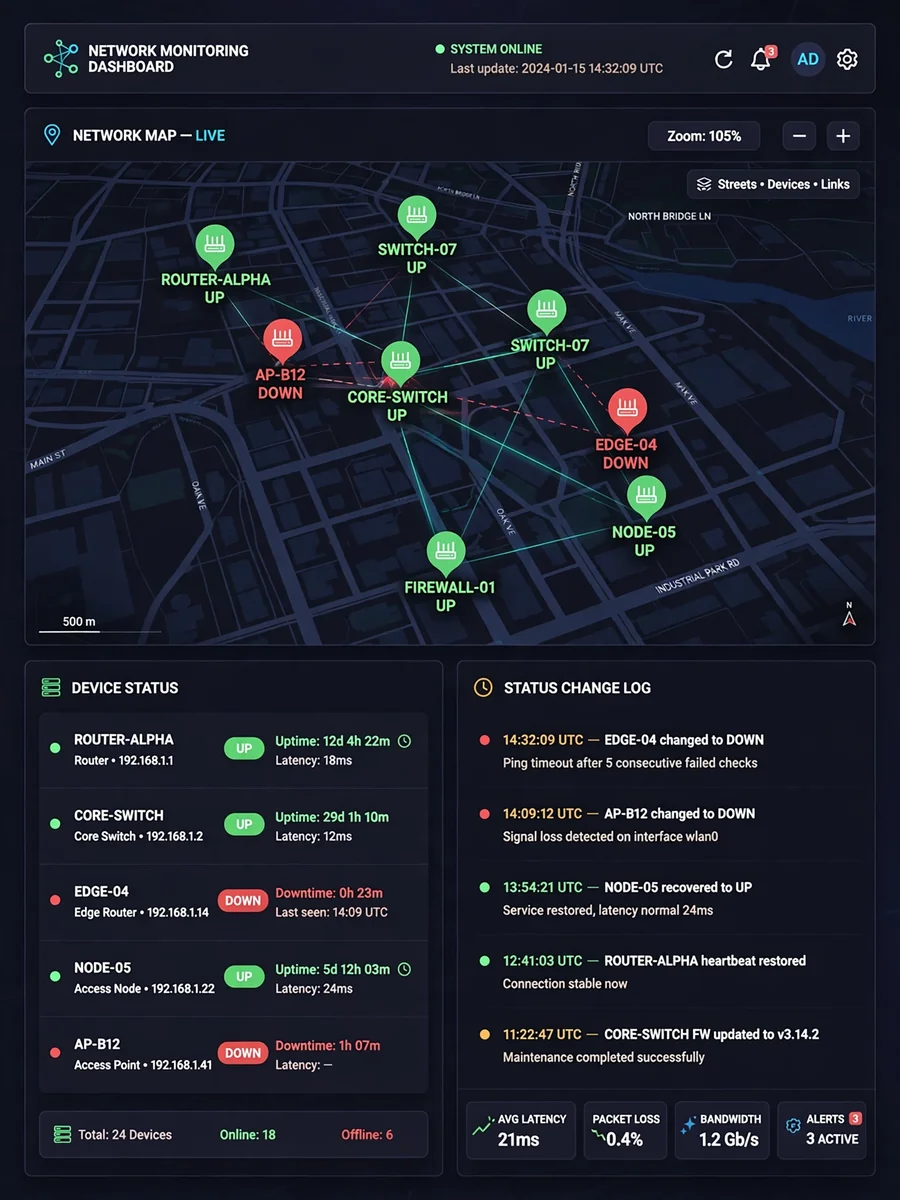 Professional Full-Stack Developer for Network Mapping & Monitoring Application — ChatGPT Prompt
