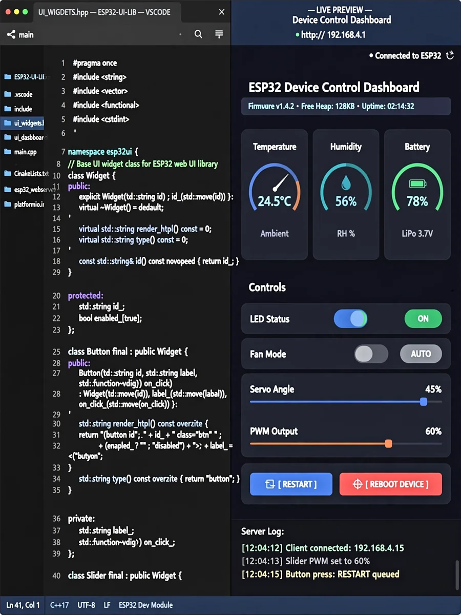 Act as an ESP32 UI Library Development — ChatGPT Prompt