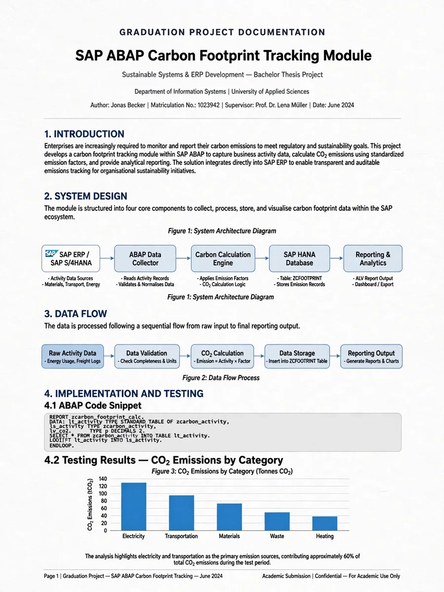 SAP ABAP Carbon Footprint Module Graduation Project Documentation — ChatGPT Prompt
