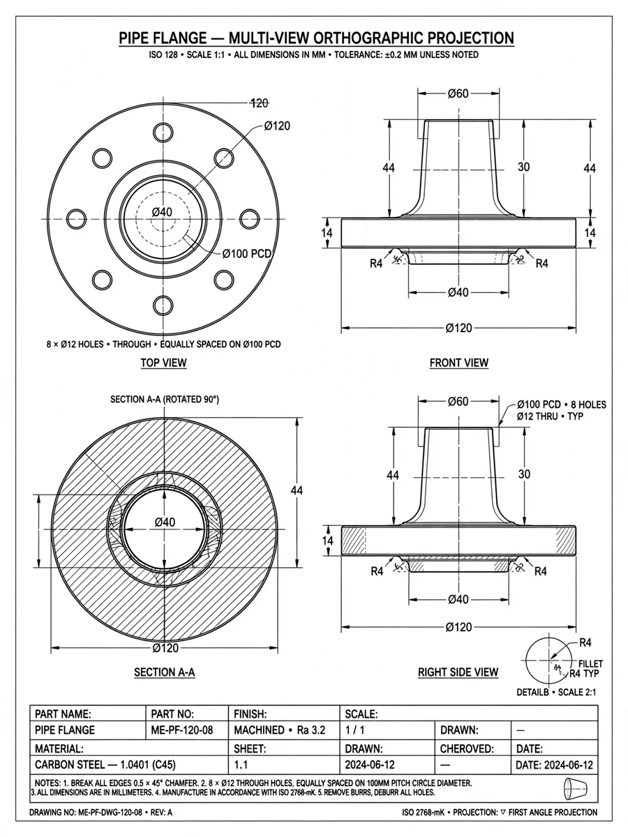 Mechanical Part Render to Technical Drawing Converter — ChatGPT Prompt