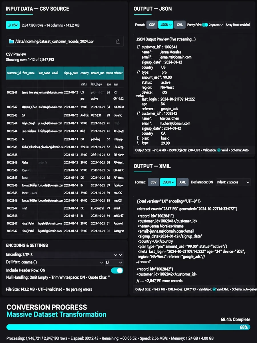 Act as an Advanced Text Converter for Large Datasets — ChatGPT Prompt