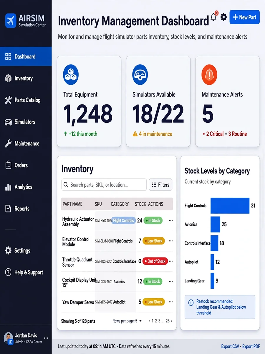 Full-Stack Engineer for Airline Simulation Center App — ChatGPT Prompt