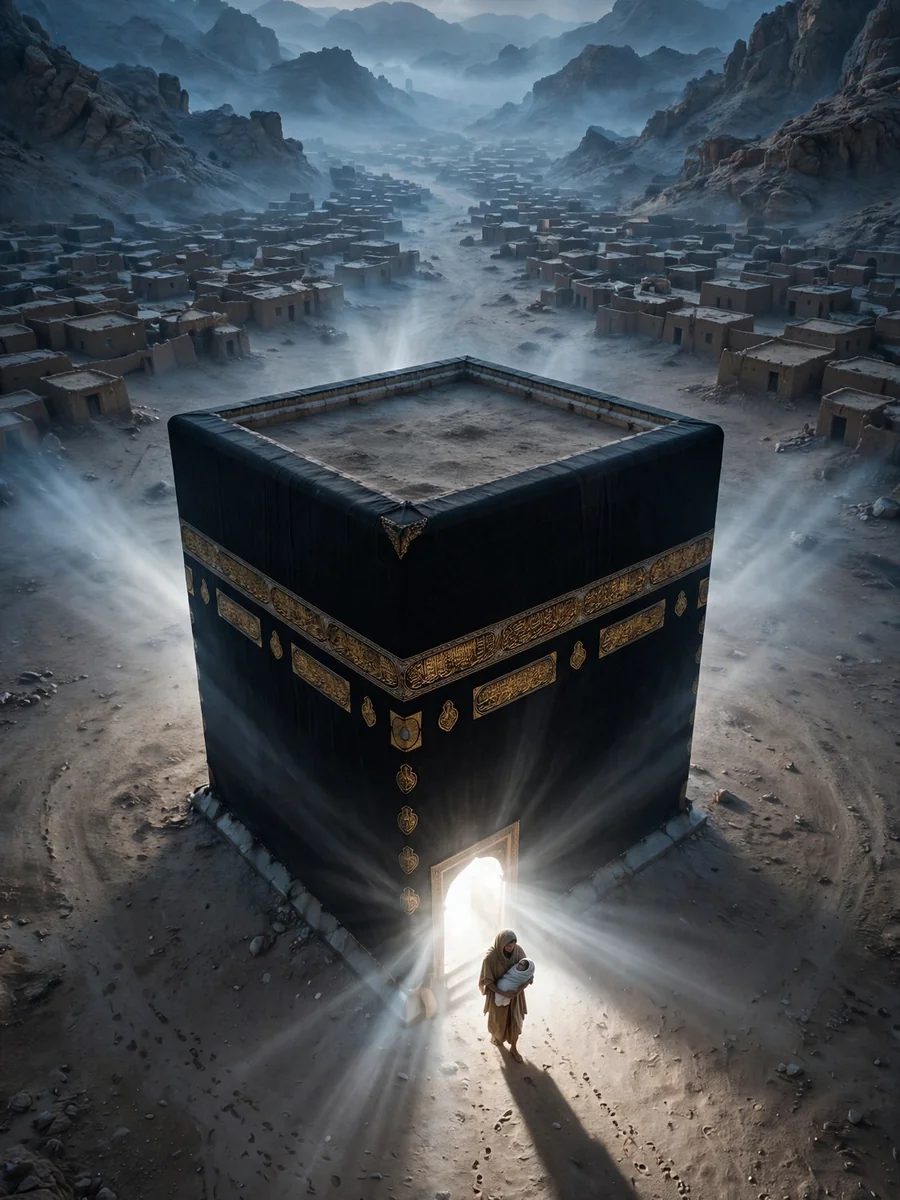 Hyper-Realistic Cinematic Pre-Dawn Scene in Ancient Mecca — ChatGPT Prompt