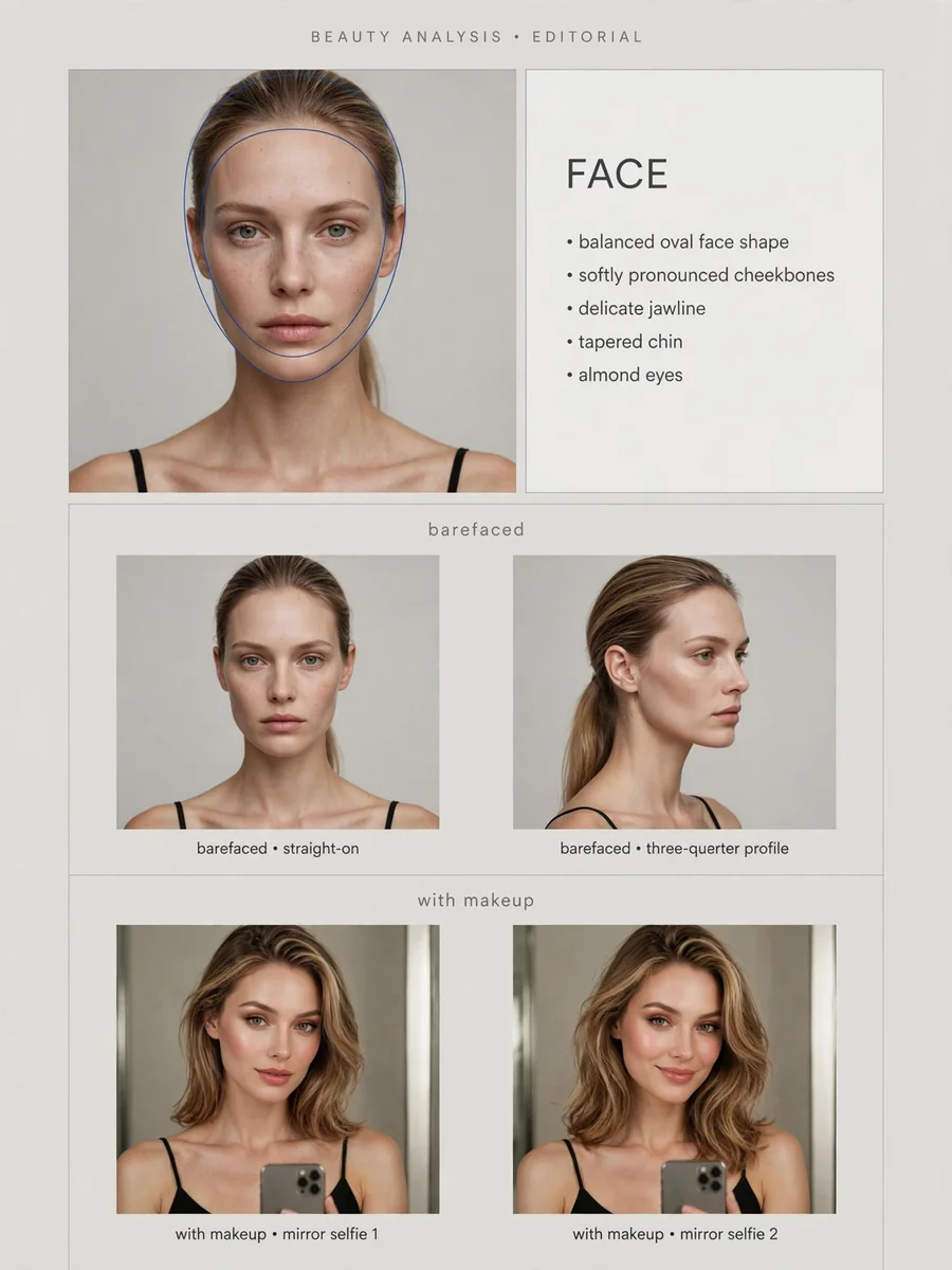 Minimalist Editorial Beauty Analysis with European Model — ChatGPT Prompt
