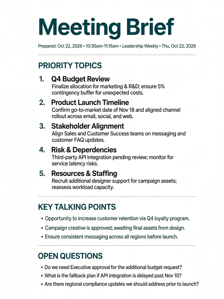 Prepare for Meetings: Key Considerations — ChatGPT Prompt
