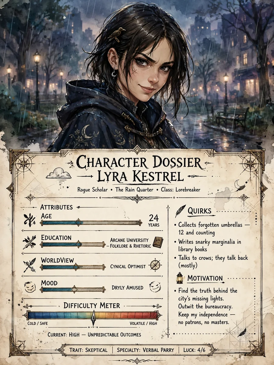 Act as a Dynamic character profile generator — ChatGPT Prompt