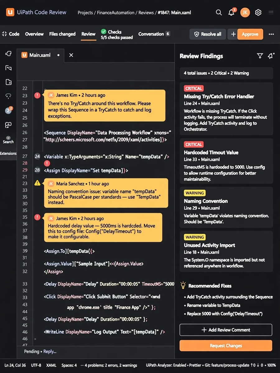 Act as an UiPath XAML Code Review Specialist — ChatGPT Prompt