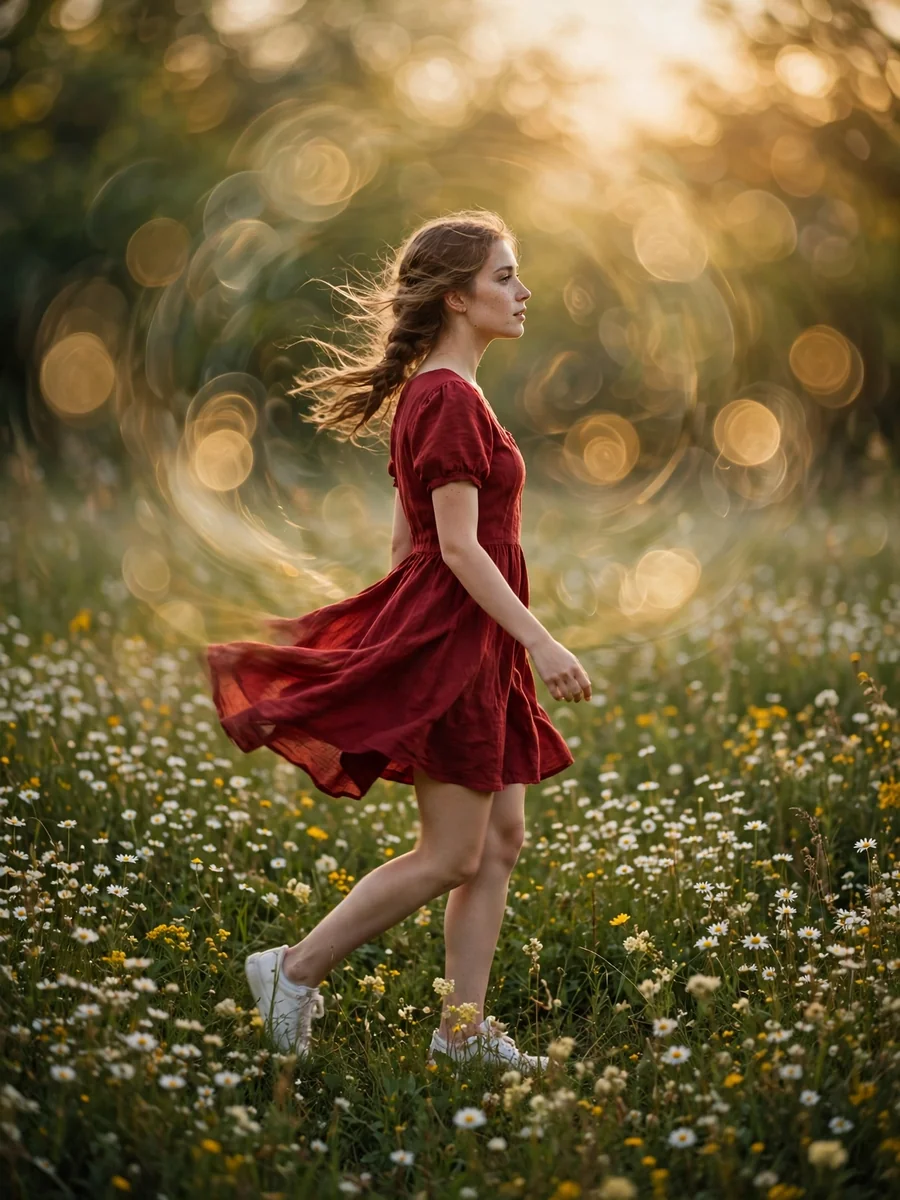 Dreamy Artistic Photograph of a Young Woman in a Meadow — ChatGPT Prompt