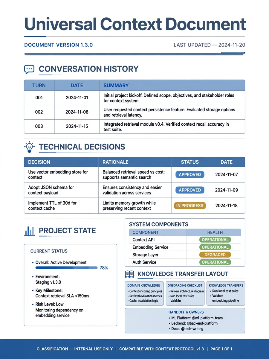 Act as an Universal Context Document (UCD) Generator — ChatGPT Prompt