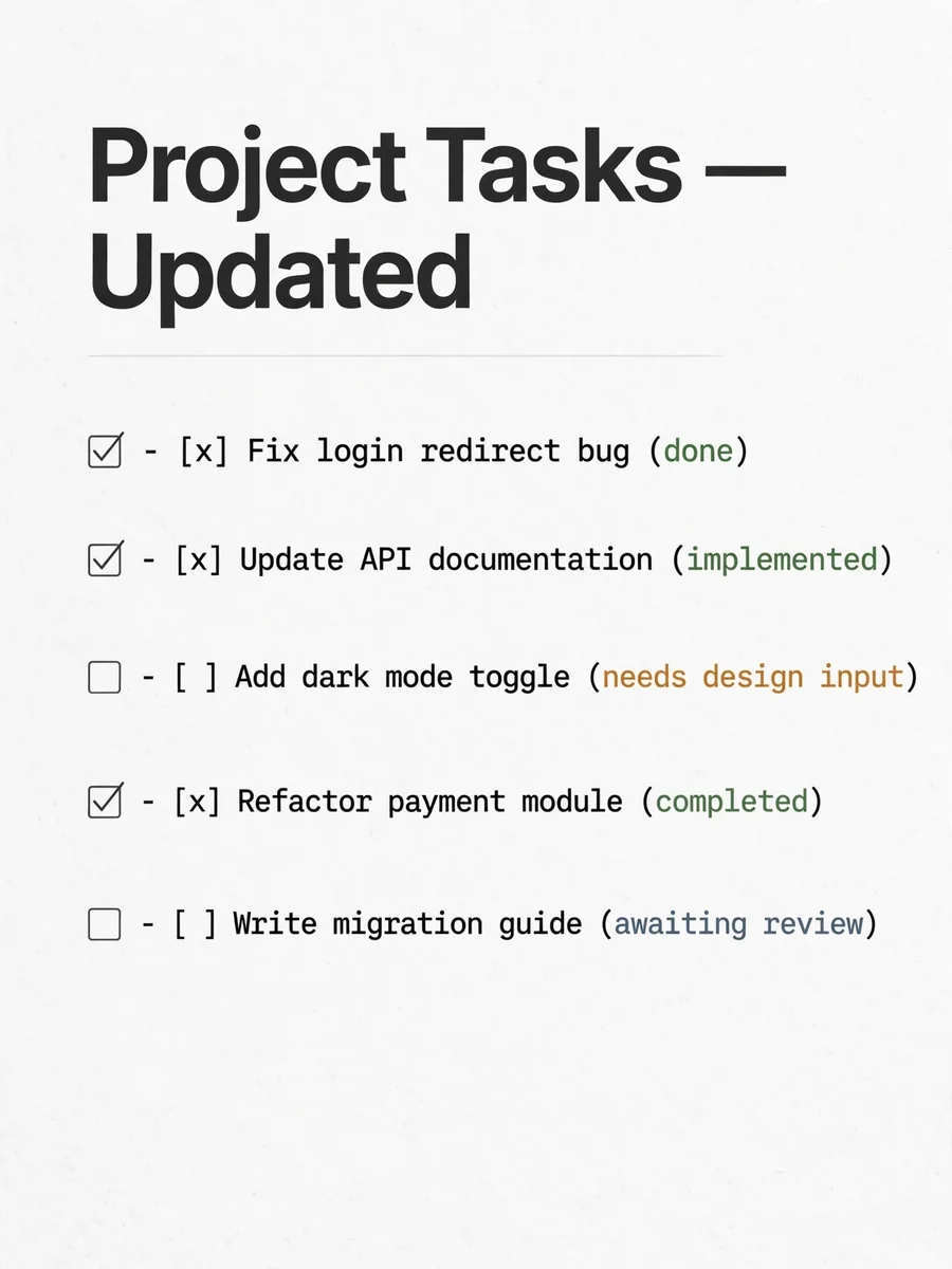 Act as a Markdown Task Implementer — ChatGPT Prompt