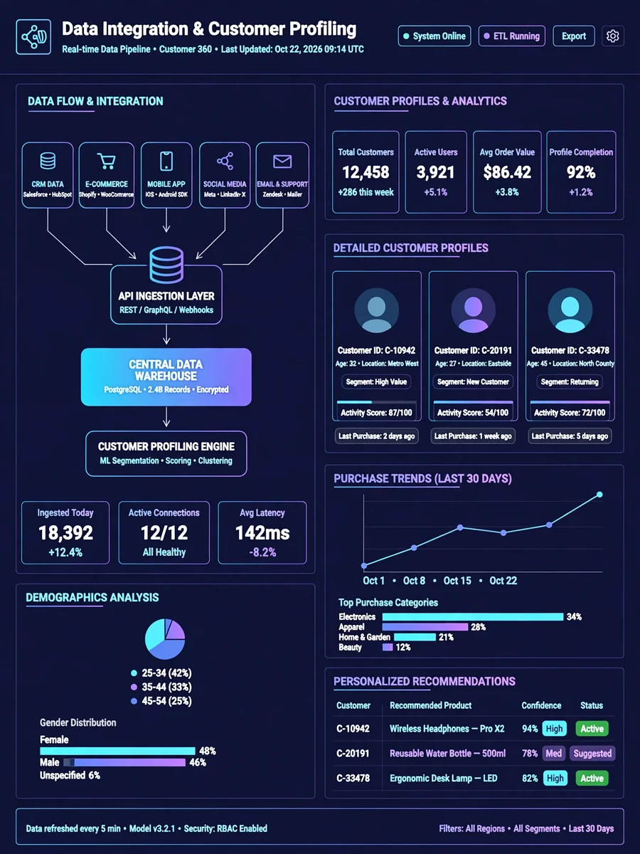 Comprehensive Data Integration and Customer Profiling Tool — ChatGPT Prompt