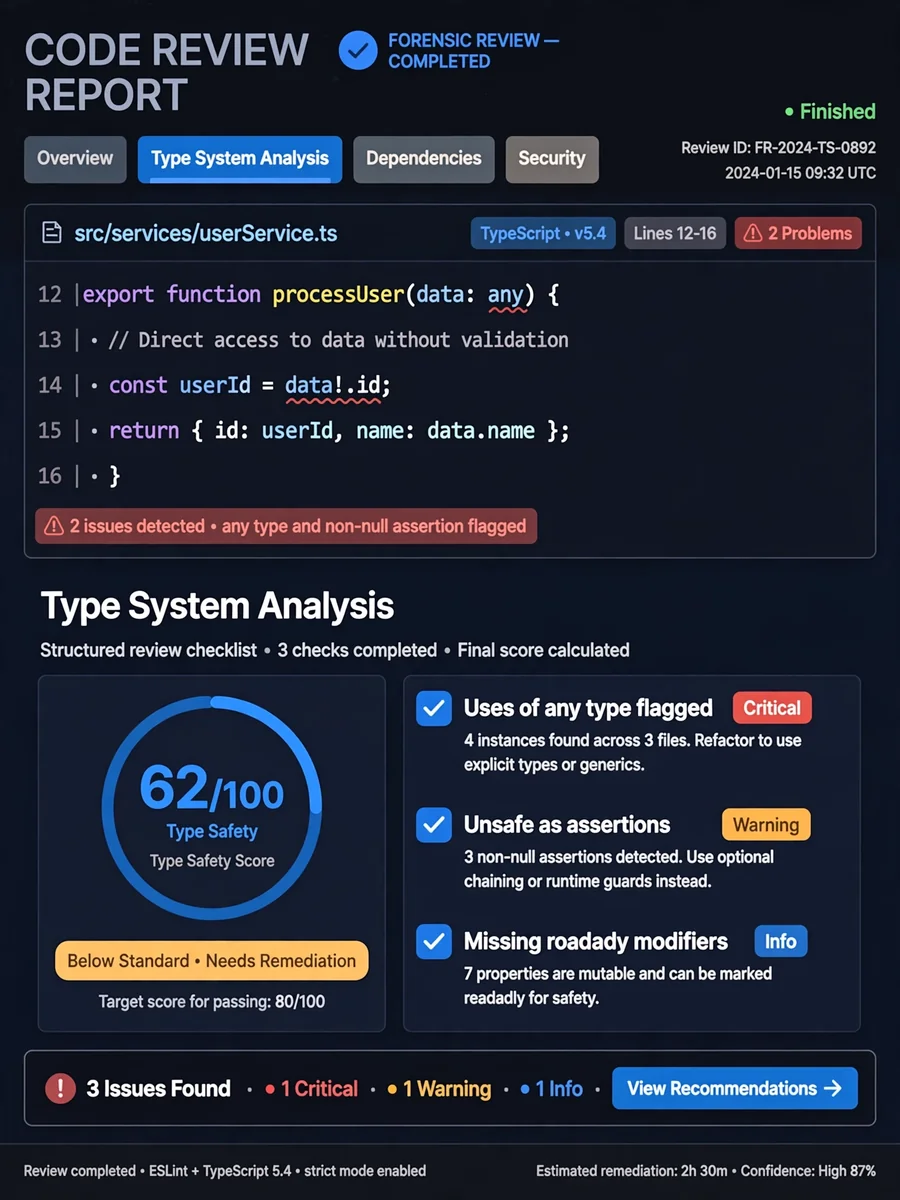 Act as a The Ultimate TypeScript Code Review — ChatGPT Prompt