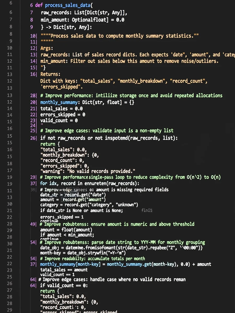 Improve the following code — ChatGPT Prompt