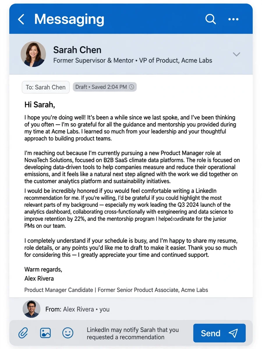 LinkedIn: Recommendation request message prompt — ChatGPT Prompt