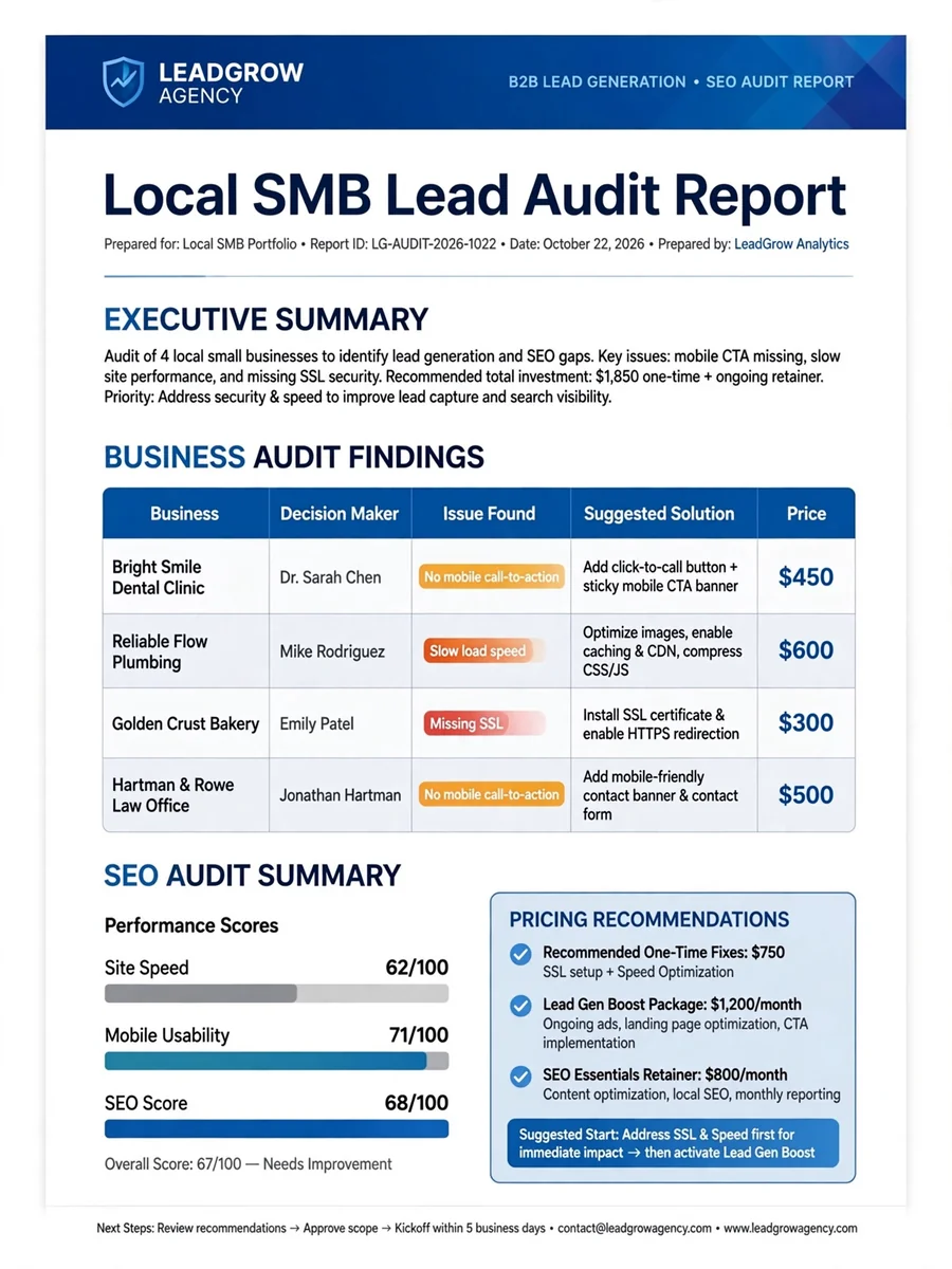 Elite B2B Lead Generation and SEO Audit Specialist — ChatGPT Prompt