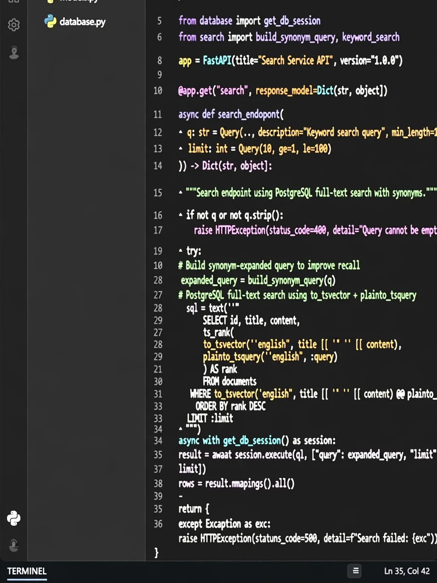 Building a Scalable Search Service with FastAPI and PostgreSQL — ChatGPT Prompt