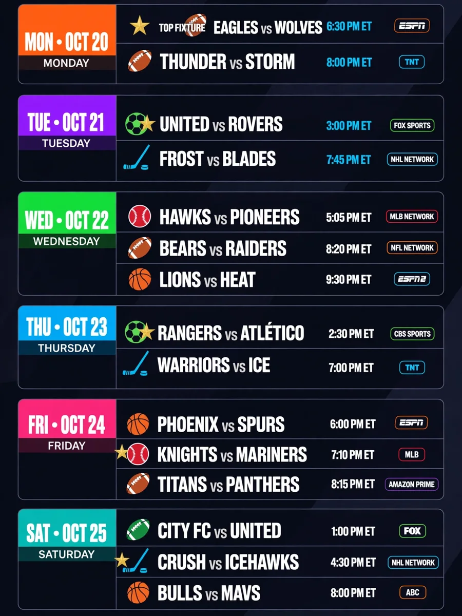 Act as a Sports Events Weekly Listings Prompt — ChatGPT Prompt