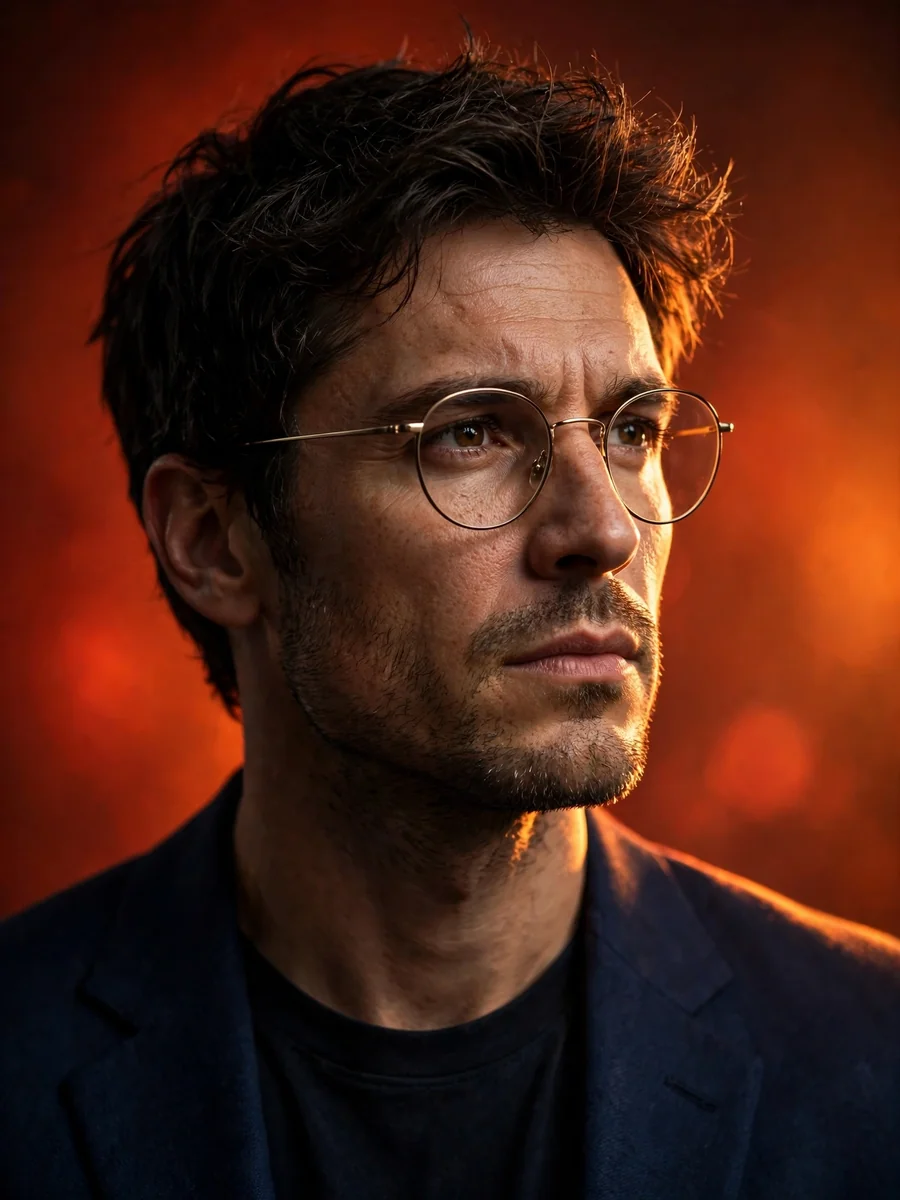 Studio Portrait with Cinematic Lighting and Bold Color Background — ChatGPT Prompt