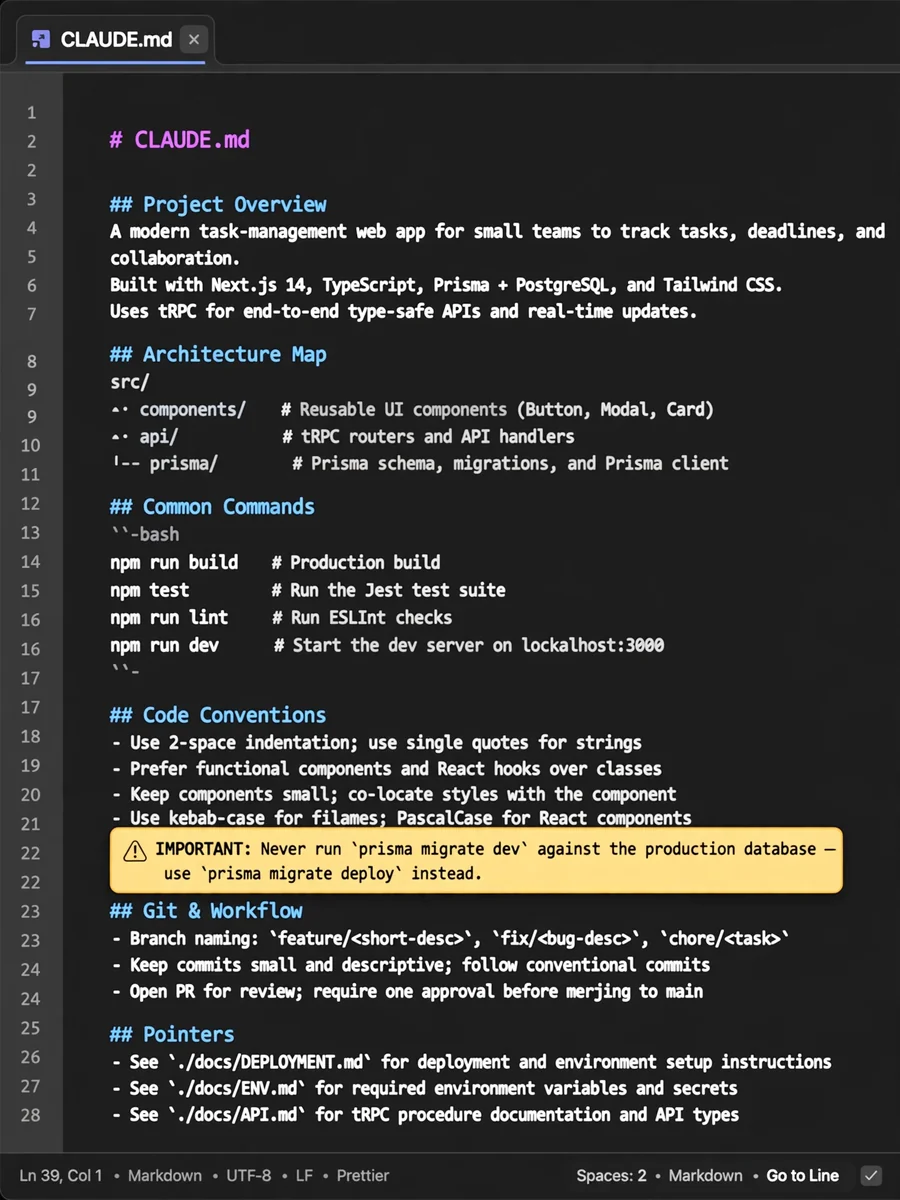 Act as a CLAUDE.md Generator for AI Coding Agents — ChatGPT Prompt