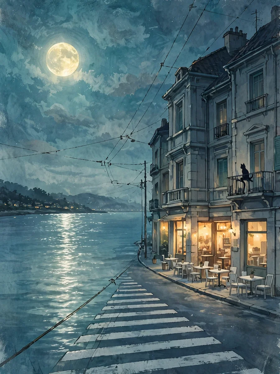 Act as a Serene Moonlit Street Illustration — ChatGPT Prompt