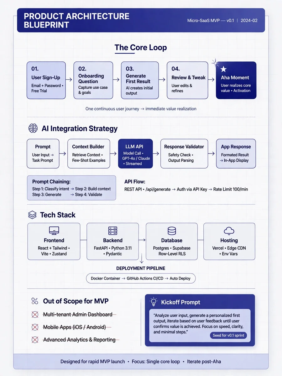 Act as a Micro-SaaS "Vibecoder" Architect — ChatGPT Prompt