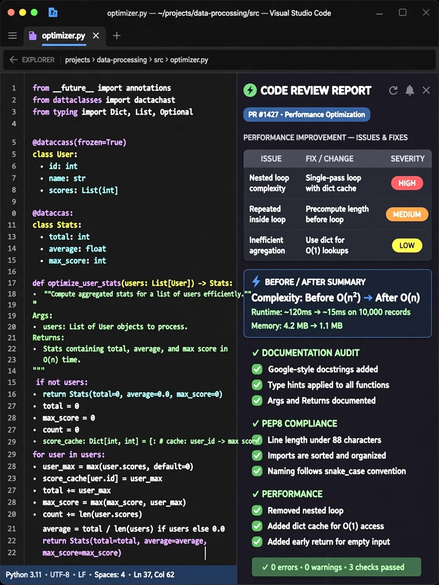 Act as a Python Code Performance & Quality Enhancer — ChatGPT Prompt