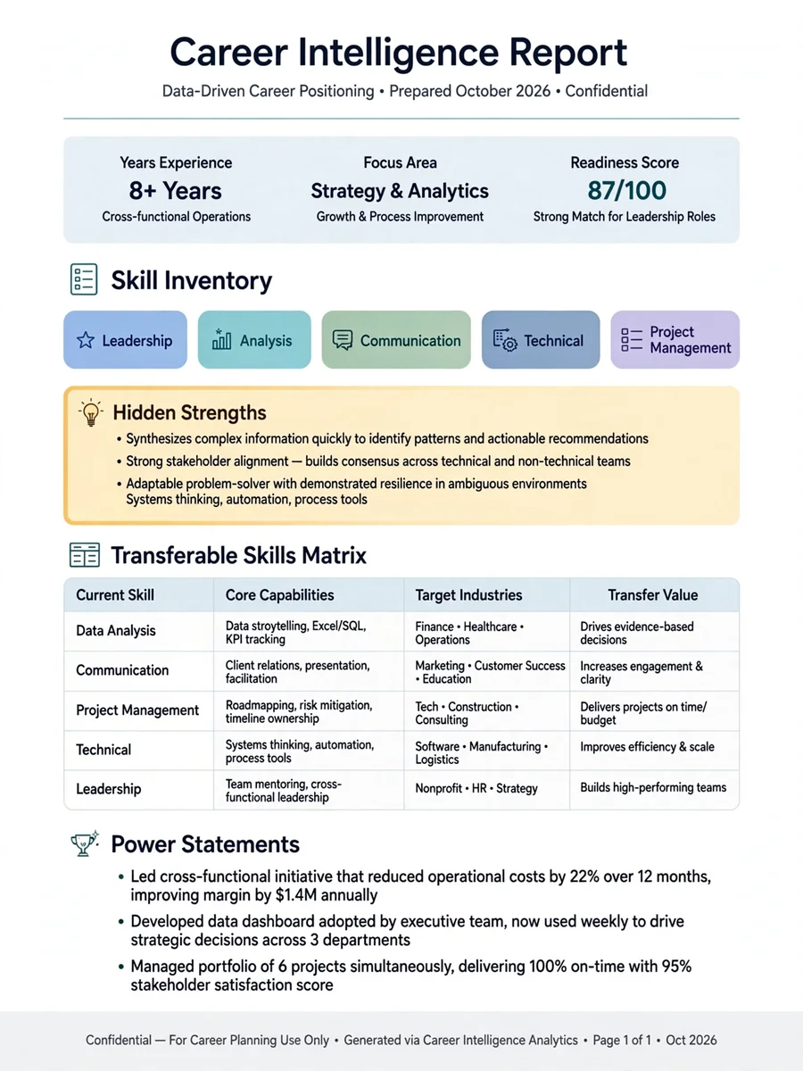 Act as a Career Intelligence Analyst — ChatGPT Prompt