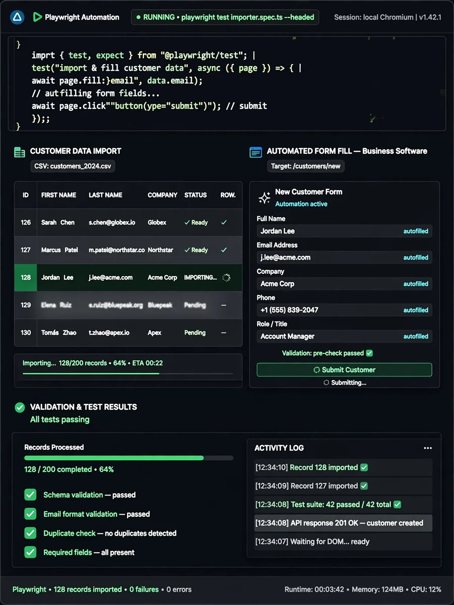 Software Implementor AI Agent for Data Entry and Testing — ChatGPT Prompt