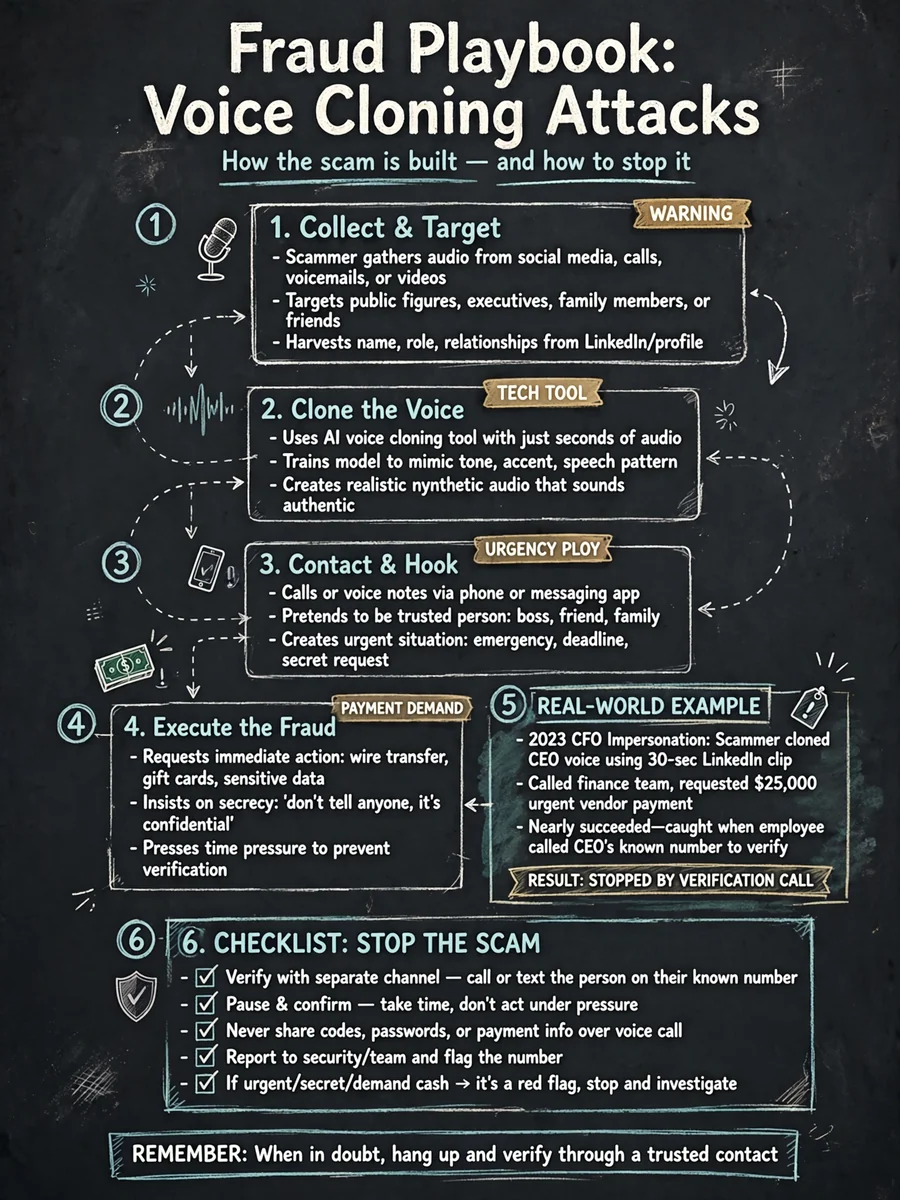 Act as a Voice Cloning Attacks Infographic — ChatGPT Prompt