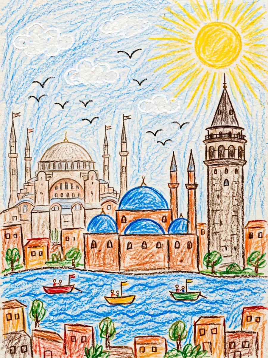 Act as an Illustrative Hand-Drawn Istanbul Skyline Prompt — ChatGPT Prompt
