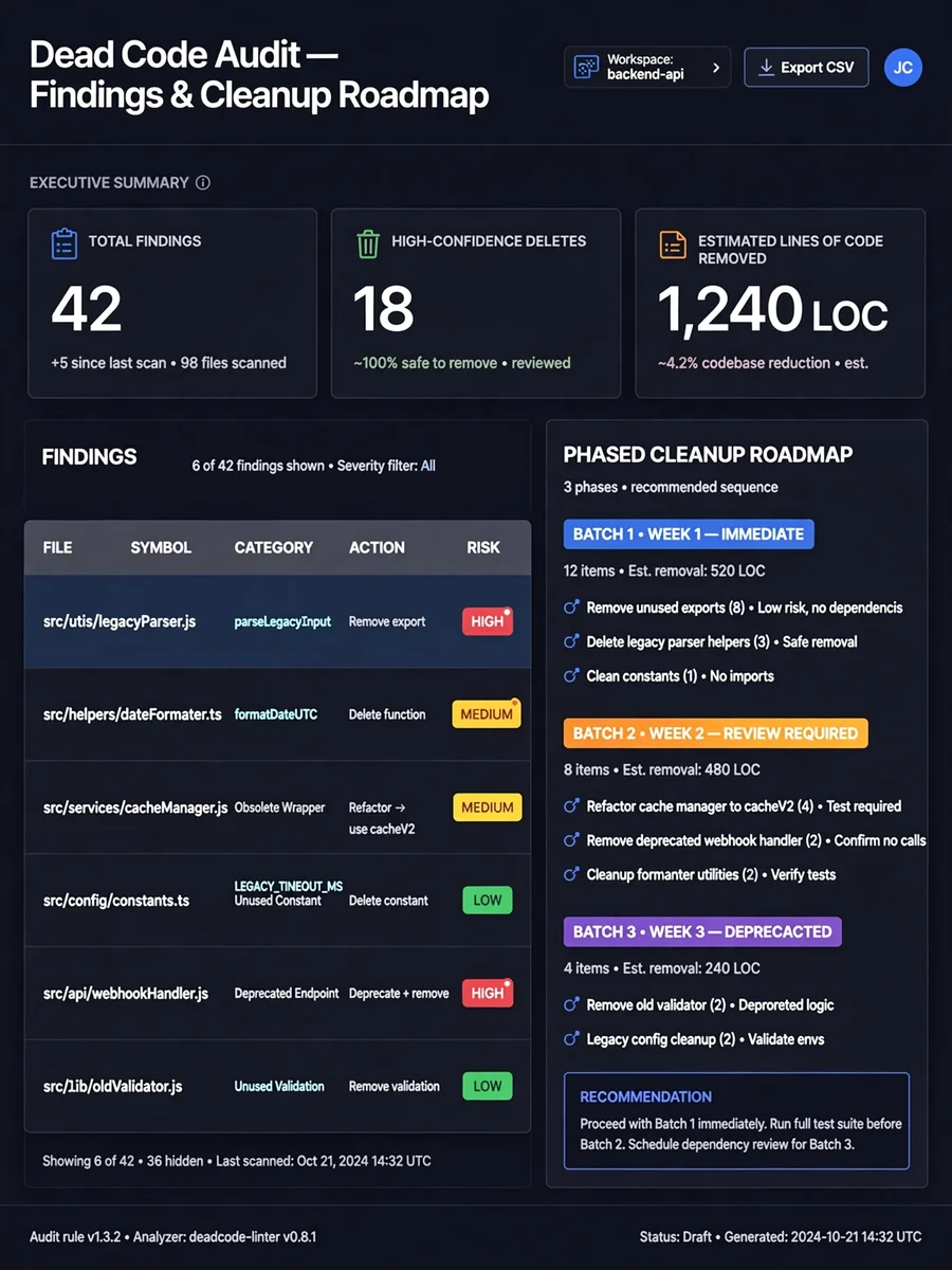 Dead Code Surgeon - Phased Codebase Audit & Cleanup Roadmap — ChatGPT Prompt