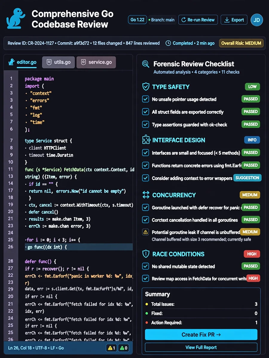 Comprehensive Go Codebase Review - Forensic-Level Analysis Prompt — ChatGPT Prompt