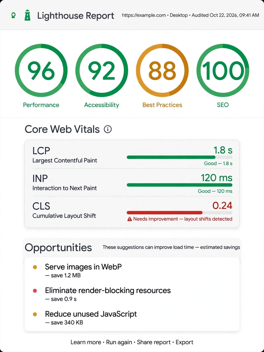 Act as a Lighthouse & Performance Optimization — ChatGPT Prompt