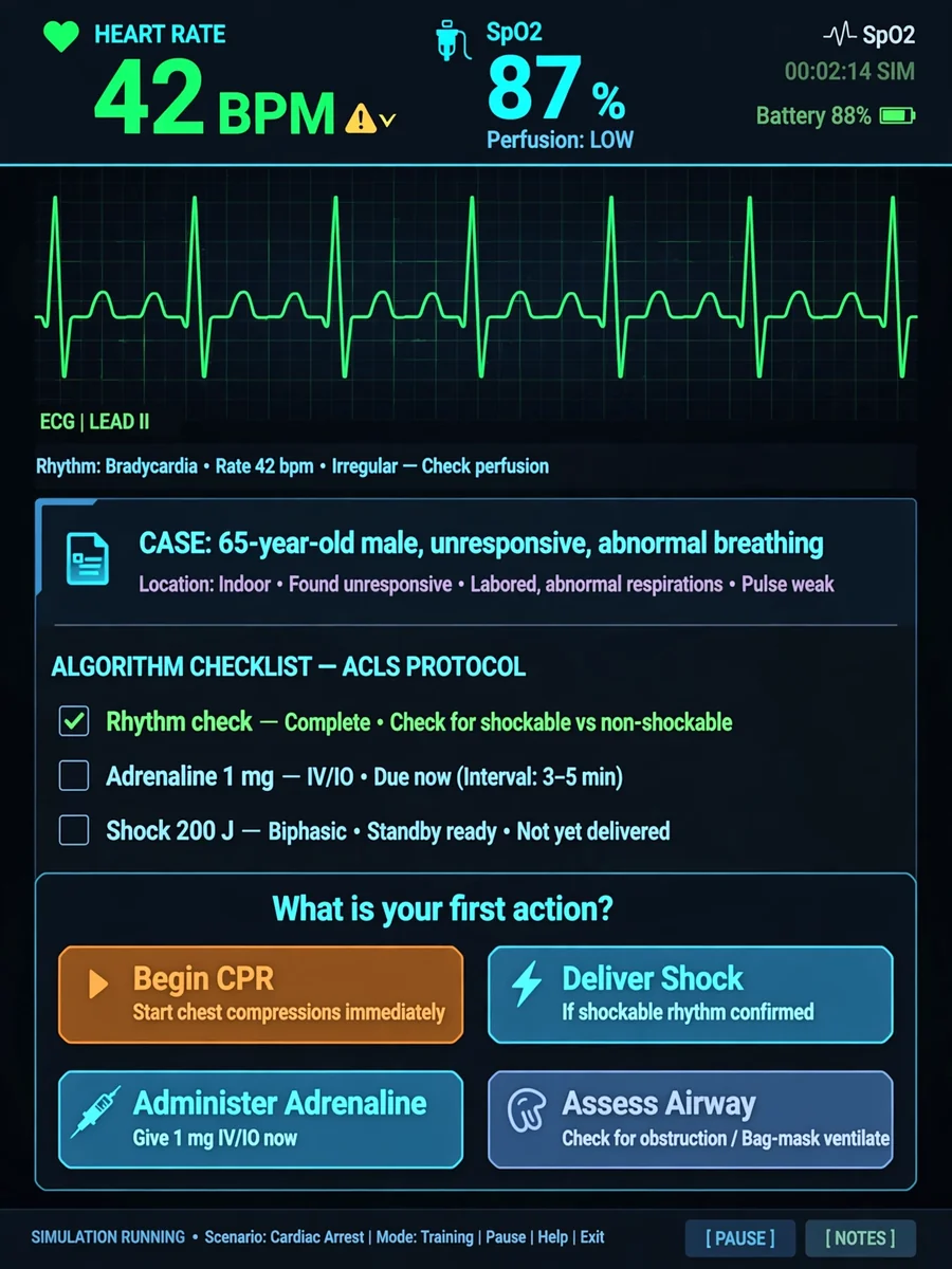 Act as an ACLS Master Simulator — ChatGPT Prompt