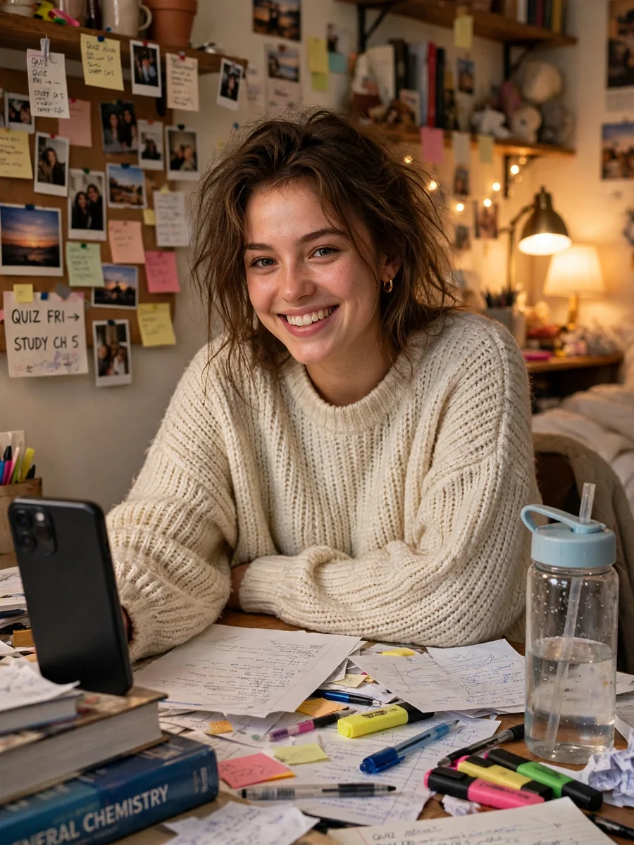 Messy Desk Study Moment - University Student — ChatGPT Prompt