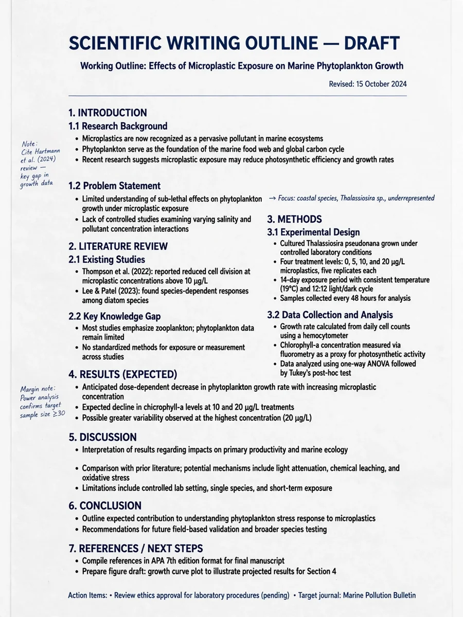 Extract a Writing Outline from Scientific Content — ChatGPT Prompt