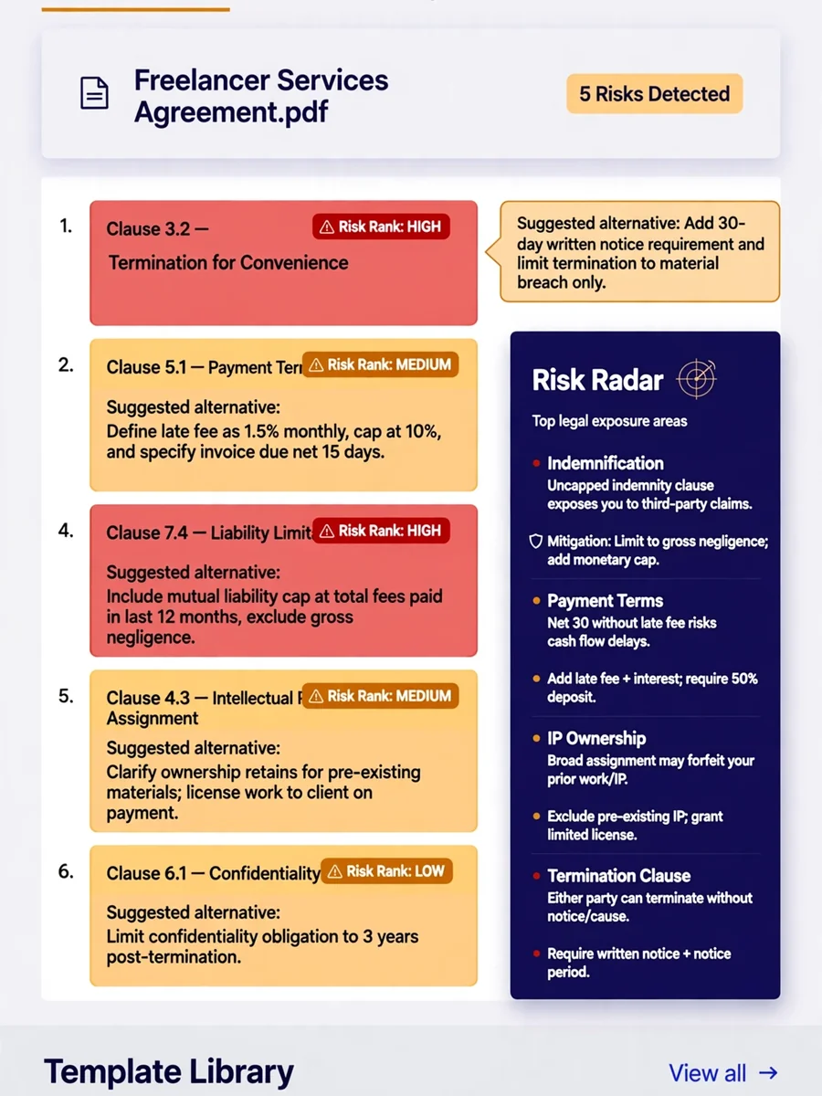 Act as a Legal Risk Minimization Tool for Freelancers — ChatGPT Prompt