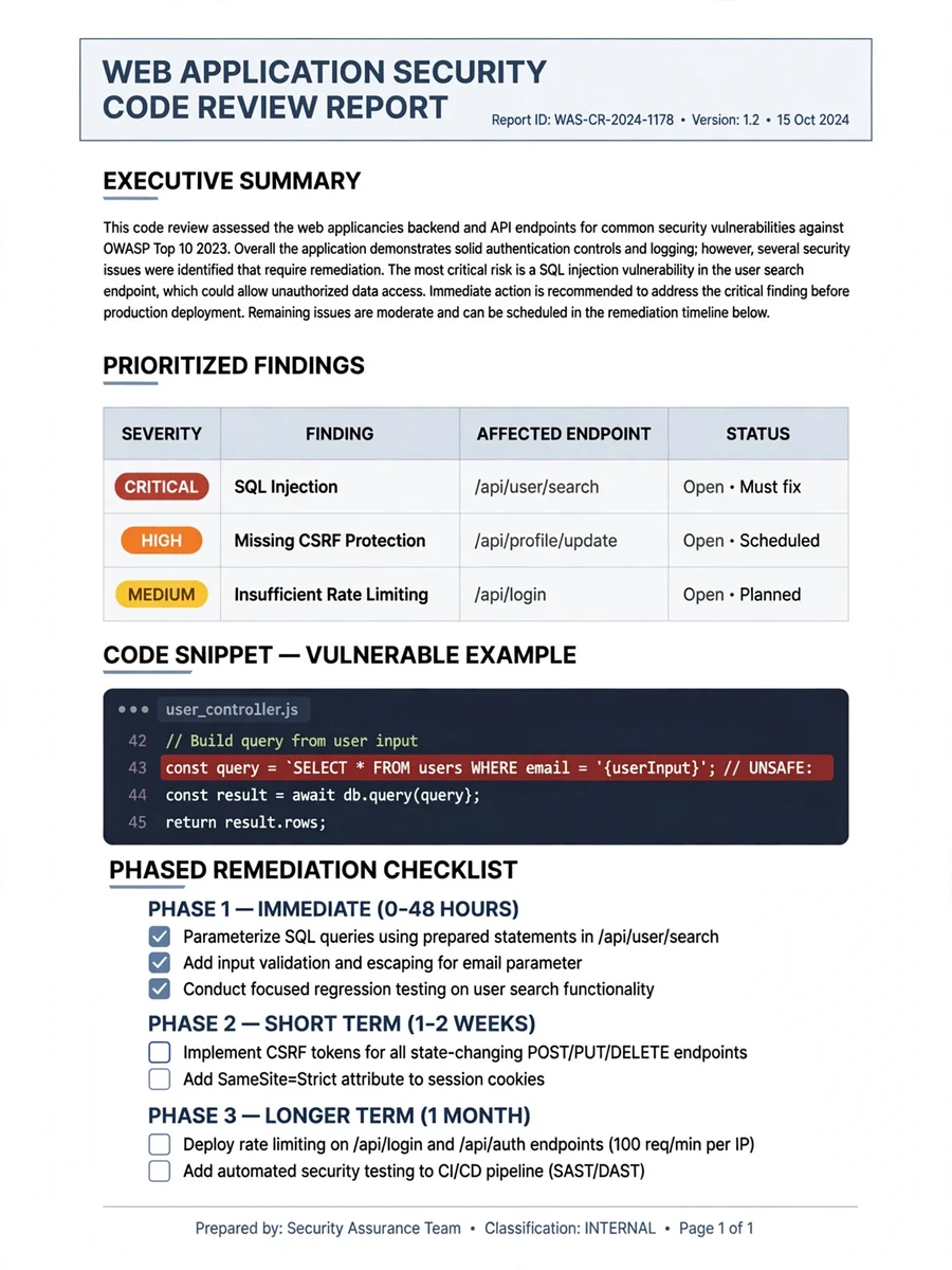 Web App Security Code Review (OWASP) - Public Test — ChatGPT Prompt