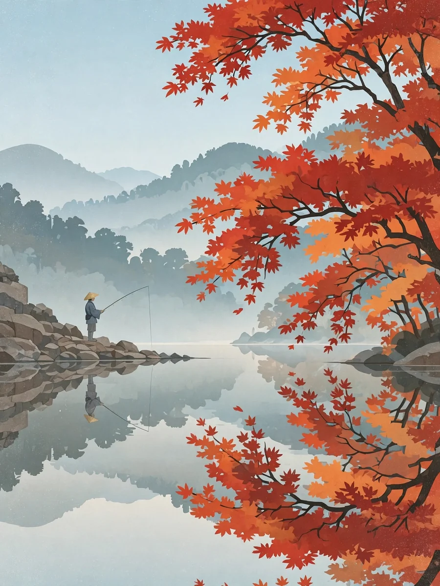 Act as a Serene Autumn Lakeside Illustration — ChatGPT Prompt