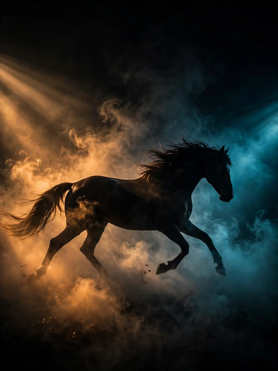 Act as a Dramatic Horse Silhouette in Cinematic Lighting — ChatGPT Prompt