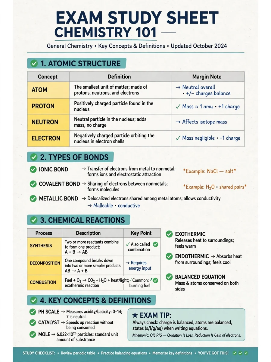 Key Concepts and Essential Definitions for Exam — ChatGPT Prompt