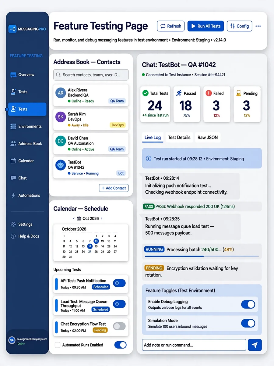 Designing a Feature Testing Page for Enterprise WeChat/DingTalk — ChatGPT Prompt
