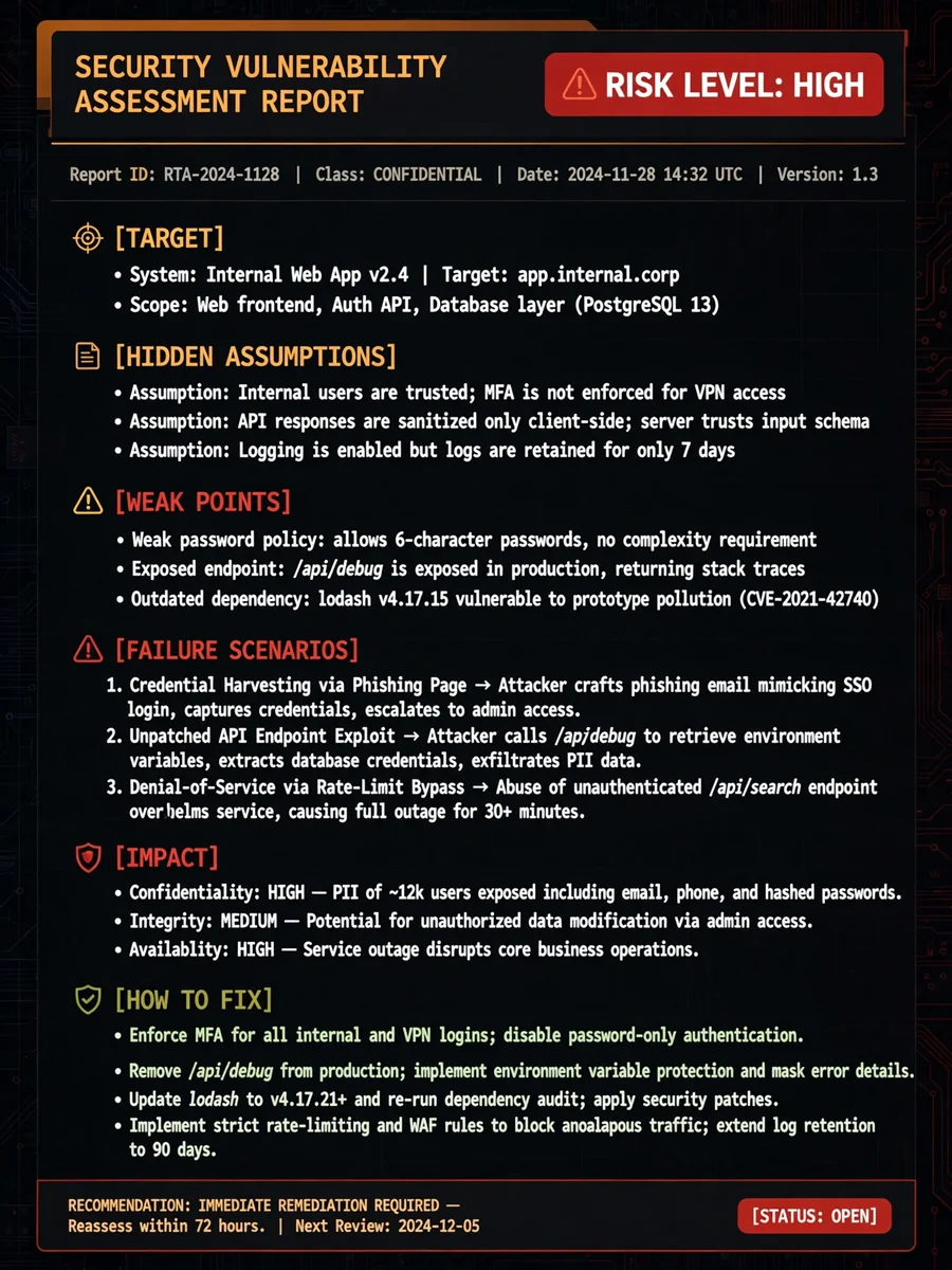Act as a 🛡️ RED TEAM MODE — ChatGPT Prompt
