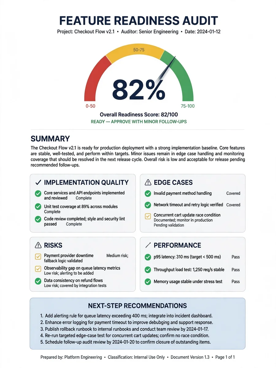 Act as an App Feature - Focused Readiness Audit — ChatGPT Prompt