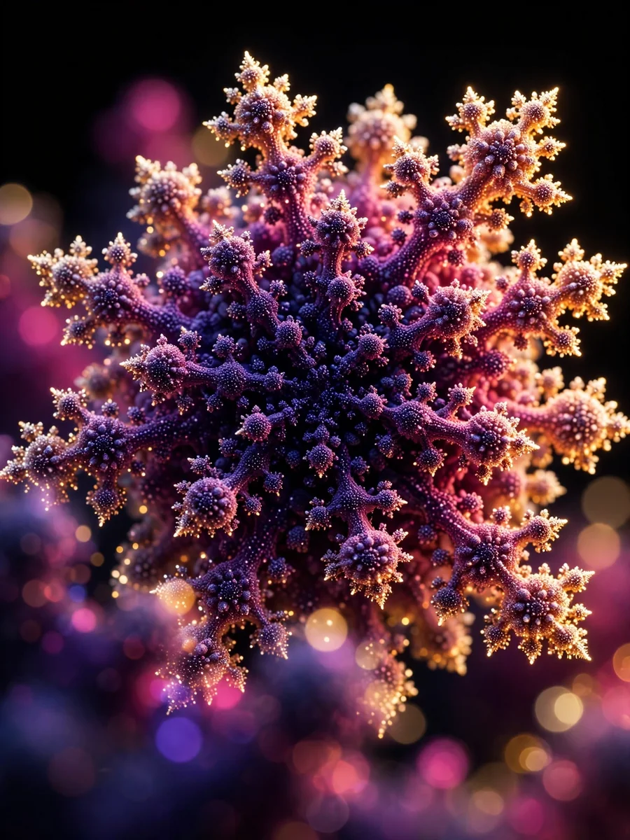 Architect a generative system that builds complex, self-similar fractal structures made entirely of light points (particles). — ChatGPT Prompt
