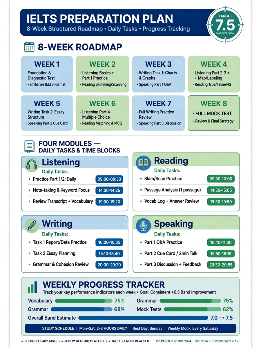 Act as an IELTS preparation plan for STEM students — ChatGPT Prompt