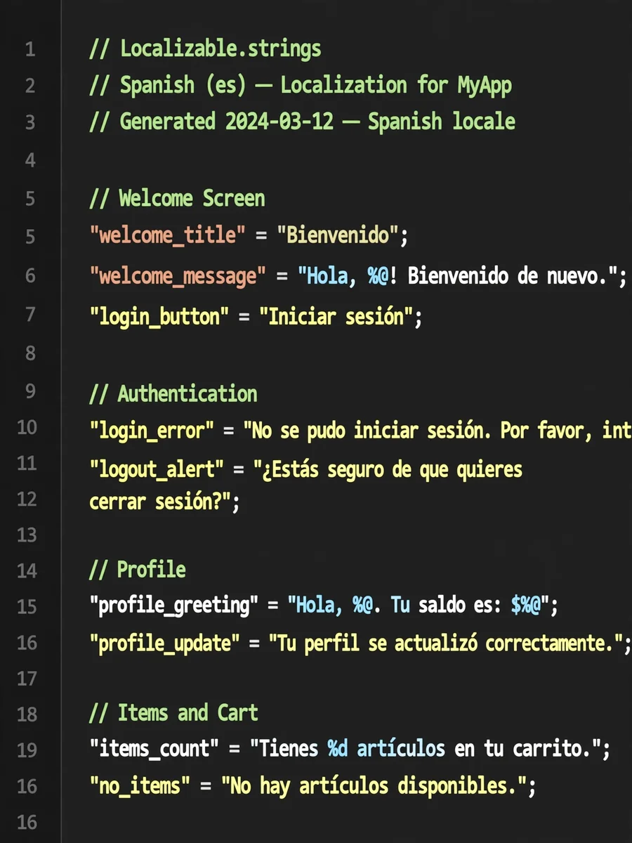 Act as an iOS Localization File Translation — ChatGPT Prompt