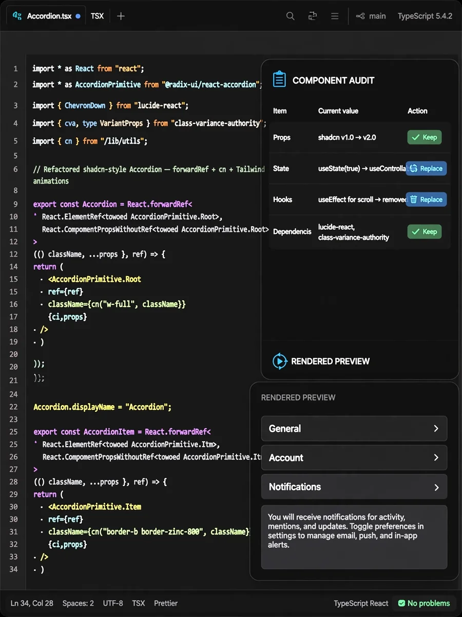 Act as a shadcn Component Adapter for Cursor — ChatGPT Prompt