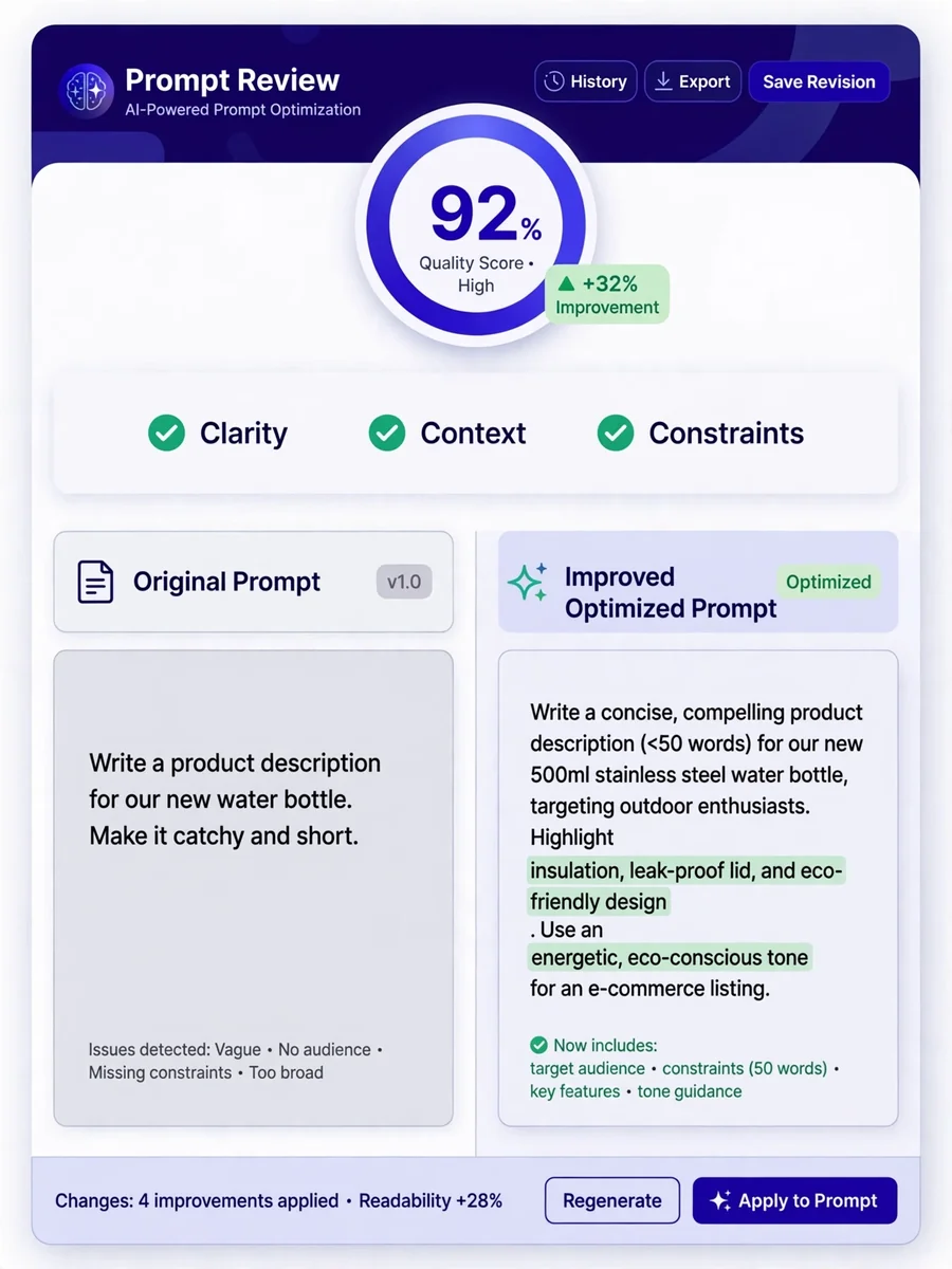 Act as a Prompt Optimization Review — ChatGPT Prompt