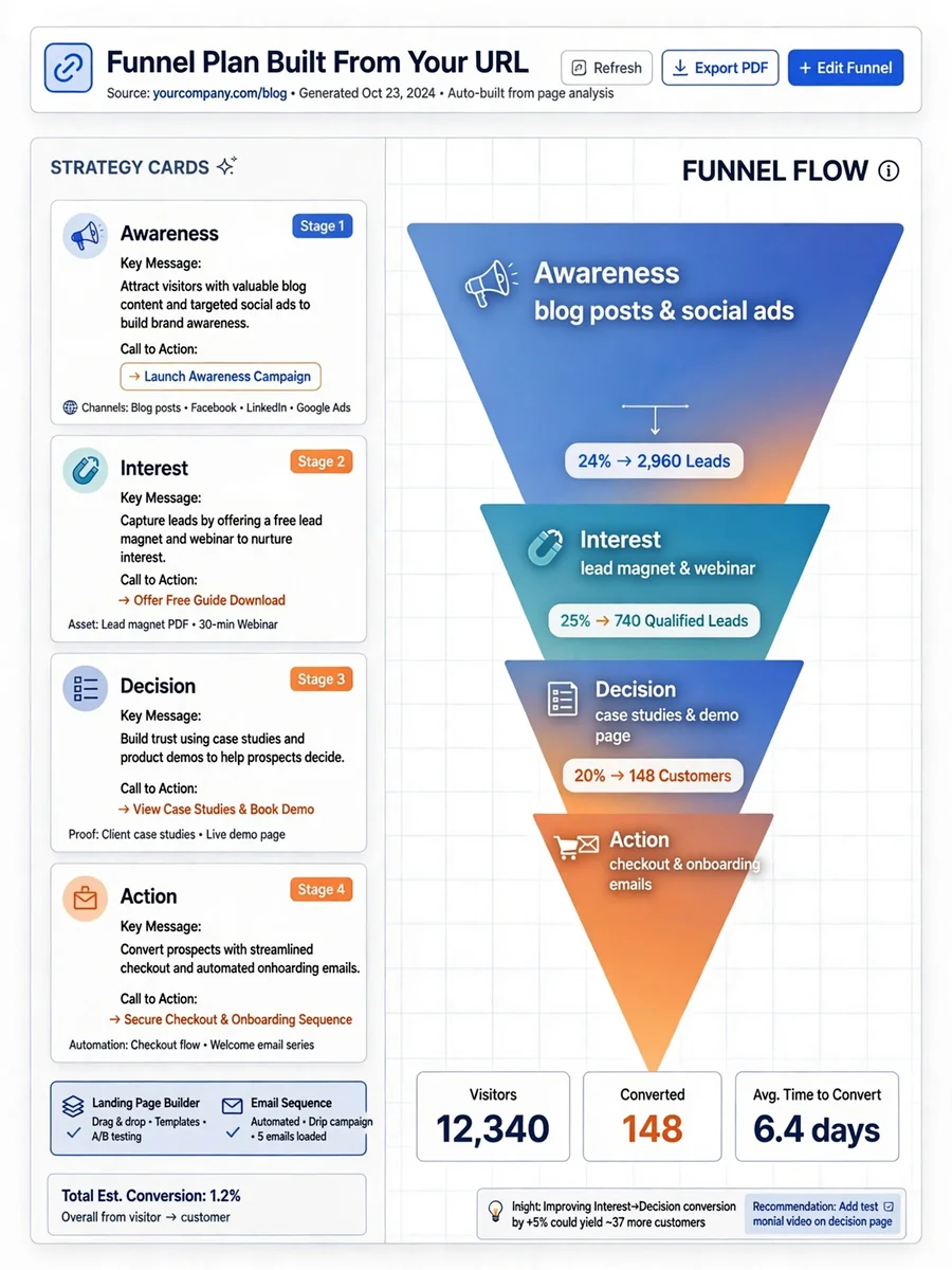 Act as a Sales Funnel Builder from URL — ChatGPT Prompt